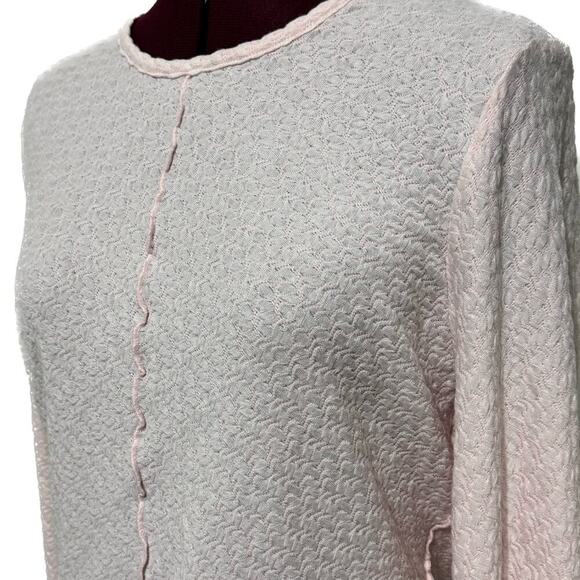 SANCTUARY Textured Knit Lettuce Edge Long Sleeve Tee Top Light Pink NWT XL - Picture 2 of 8